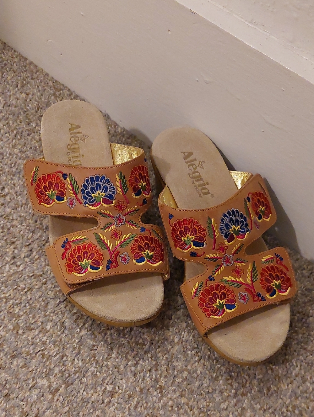 Alegria Embroidered Wedge Sandals - Picture 2 of 7
